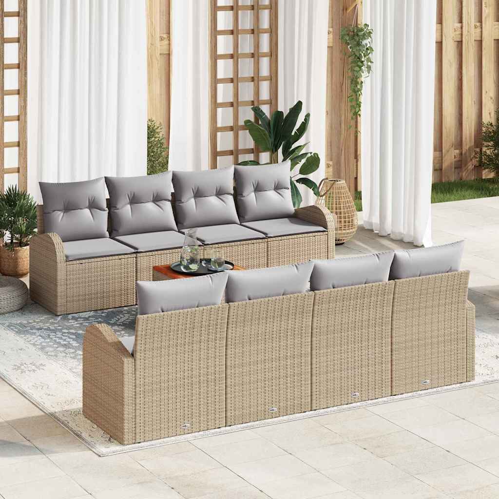 Gartensofa-set mit Kissen 9 pcs Schwarz Poly-Rattan