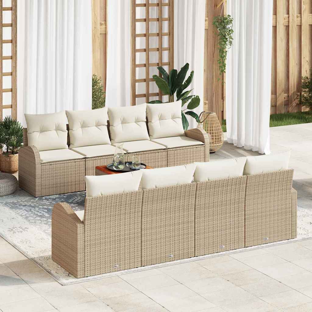 Gartensofa-set mit Kissen 9 pcs Schwarz Poly-Rattan