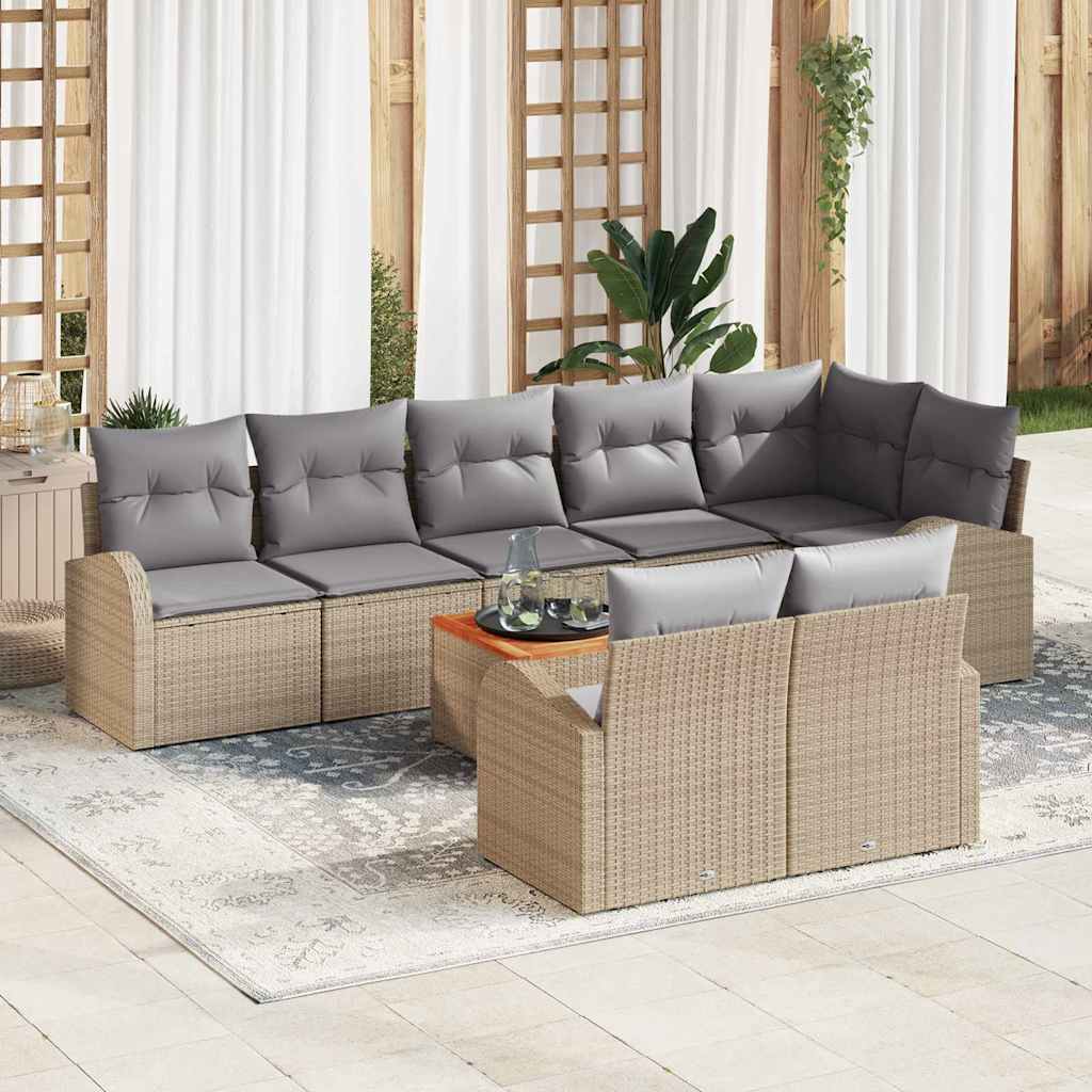 Gartensofa-set mit Kissen 9 pcs Schwarz Poly-Rattan