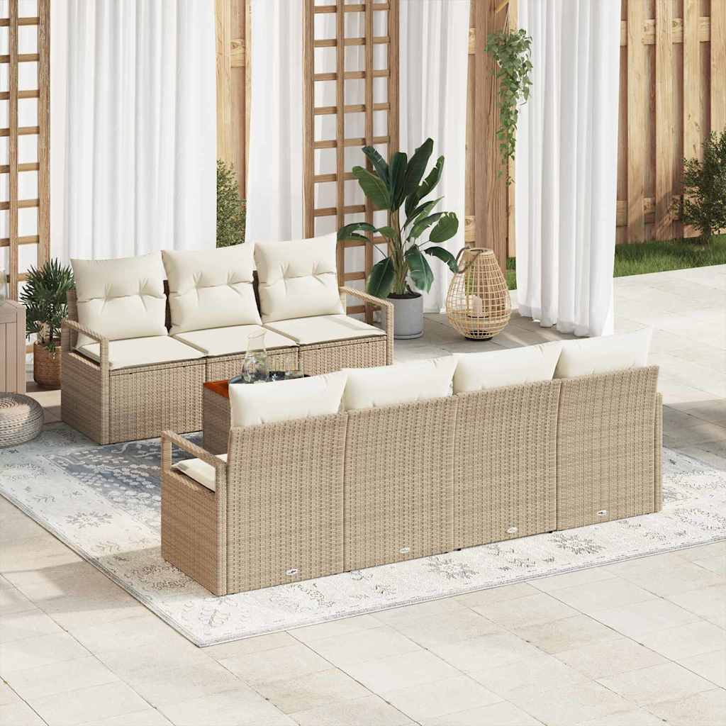 Gartensofa-set mit Kissen 8 pcs Schwarz Poly-Rattan