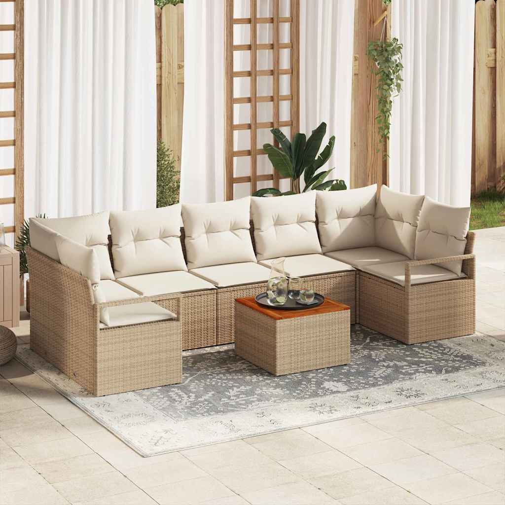 Gartensofa-set mit Kissen 8 pcs Schwarz Poly-Rattan