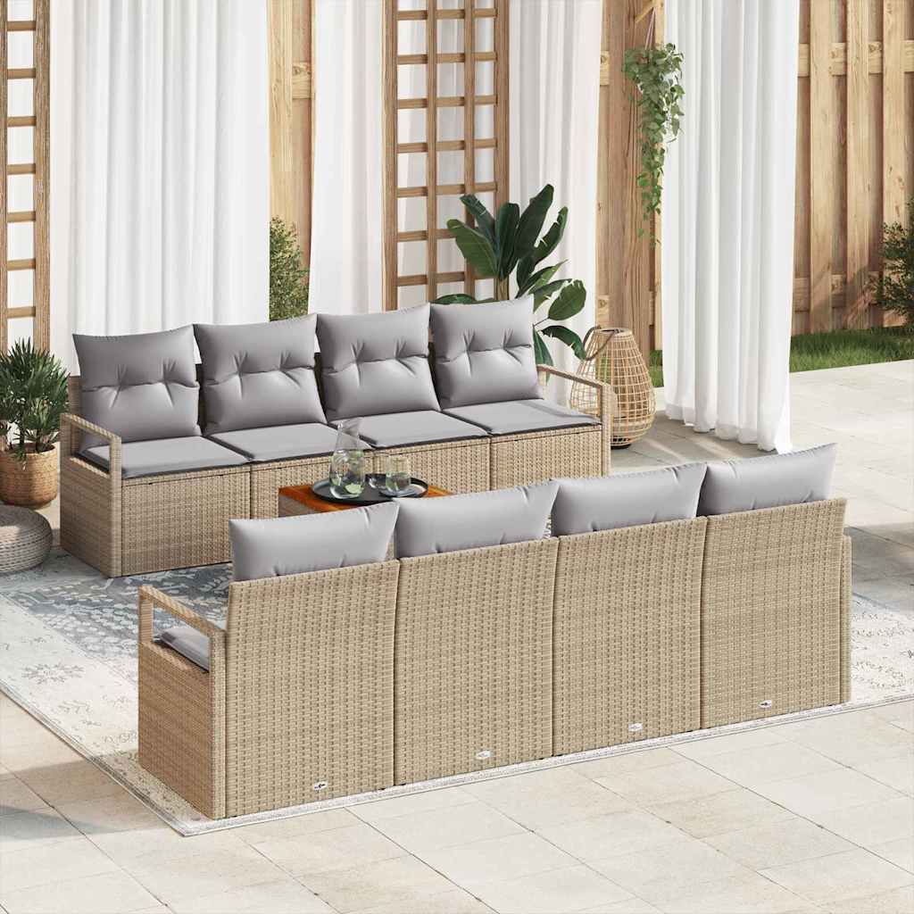Gartensofa-set mit Kissen 9 pcs Schwarz Poly-Rattan