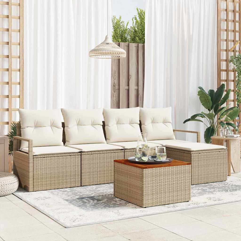 Garten-Sofa-Set mit Kissen 6 pcs Schwarz Poly Rattan
