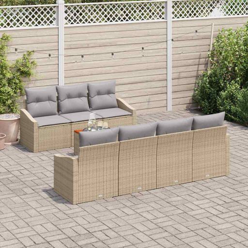 Gartensofa-set mit Kissen 8 pcs Schwarz Poly-Rattan