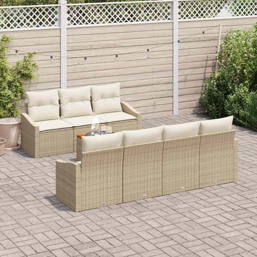 Gartensofa-set mit Kissen 8 pcs Schwarz Poly-Rattan