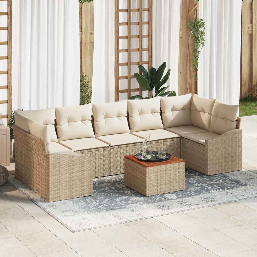 Gartensofa-set mit Kissen 8 pcs Schwarz Poly-Rattan