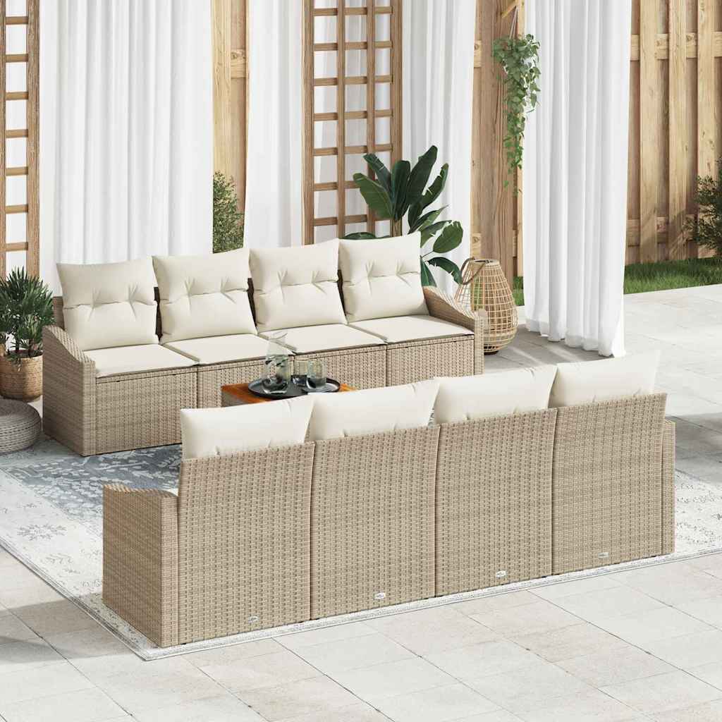 Gartensofa-set mit Kissen 9 pcs Schwarz Poly-Rattan