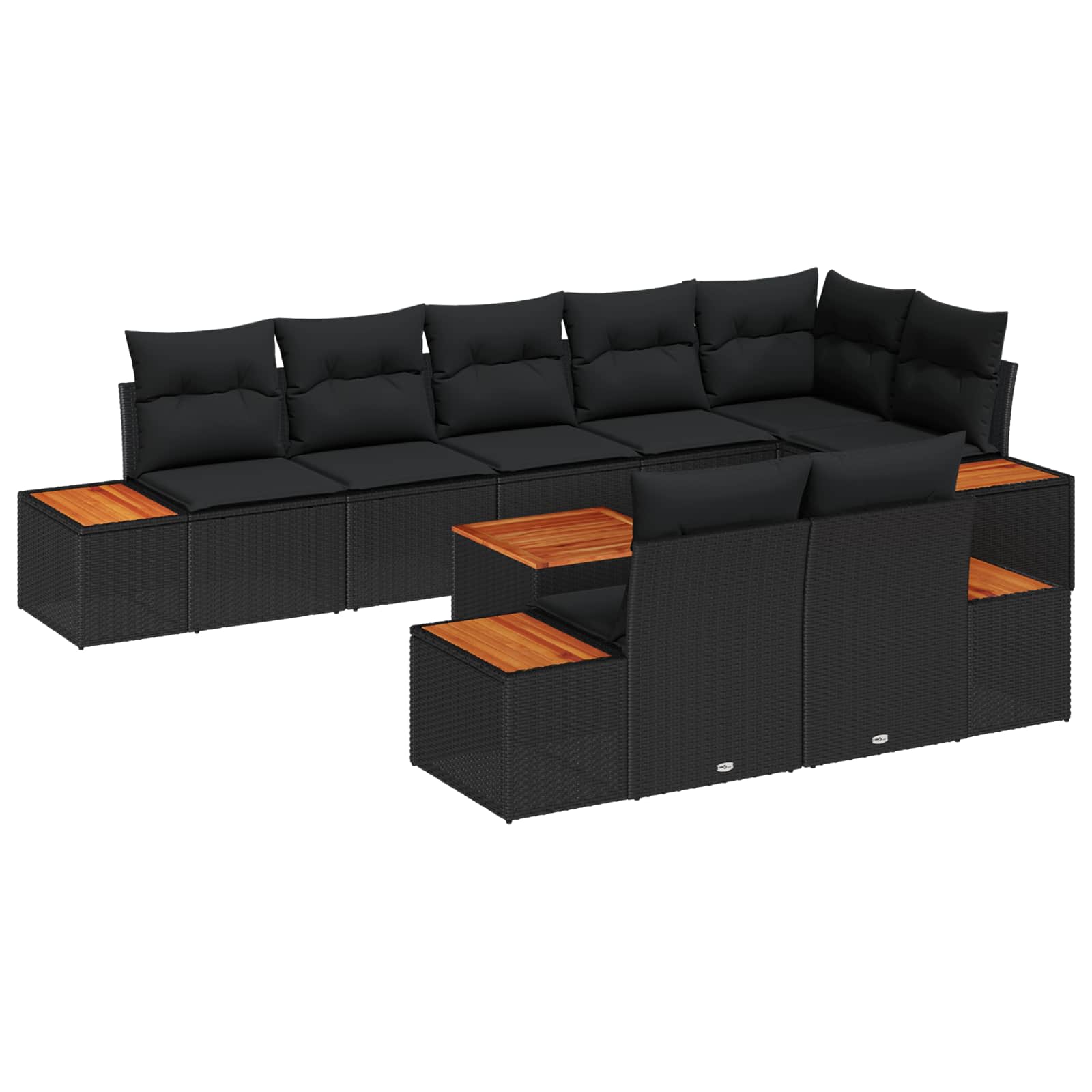 Gartensofa-set mit Kissen 8 pcs Schwarz Poly Rattan
