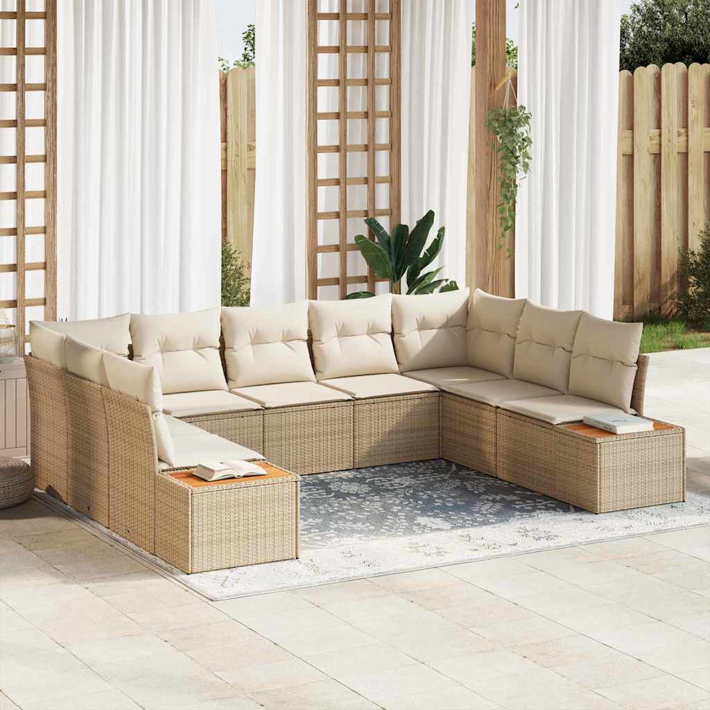 Gartensofa-set mit Kissen 9 pcs Schwarz Poly Rattan