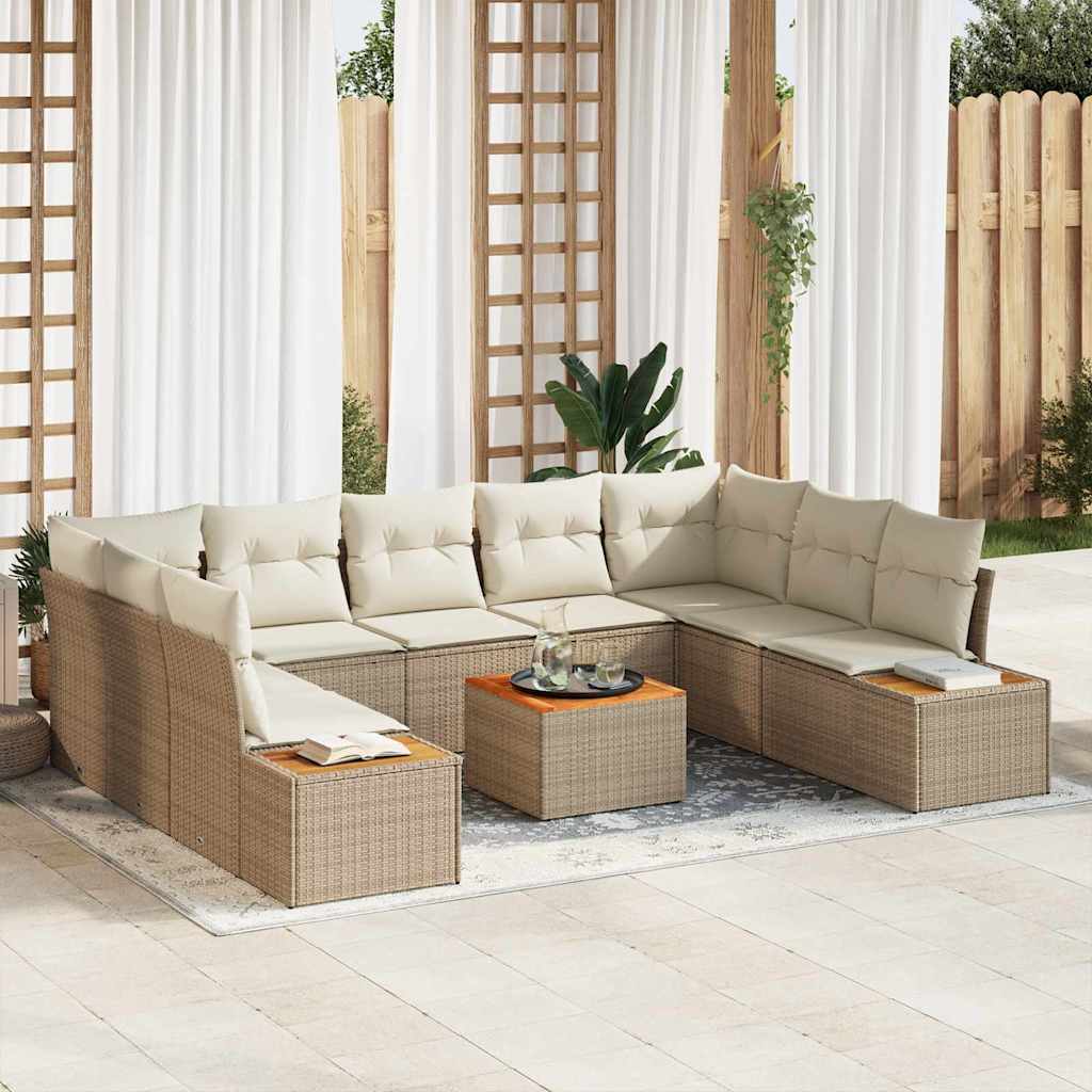 Gartensofa-set mit Kissen 9 pcs Schwarz Poly Rattan
