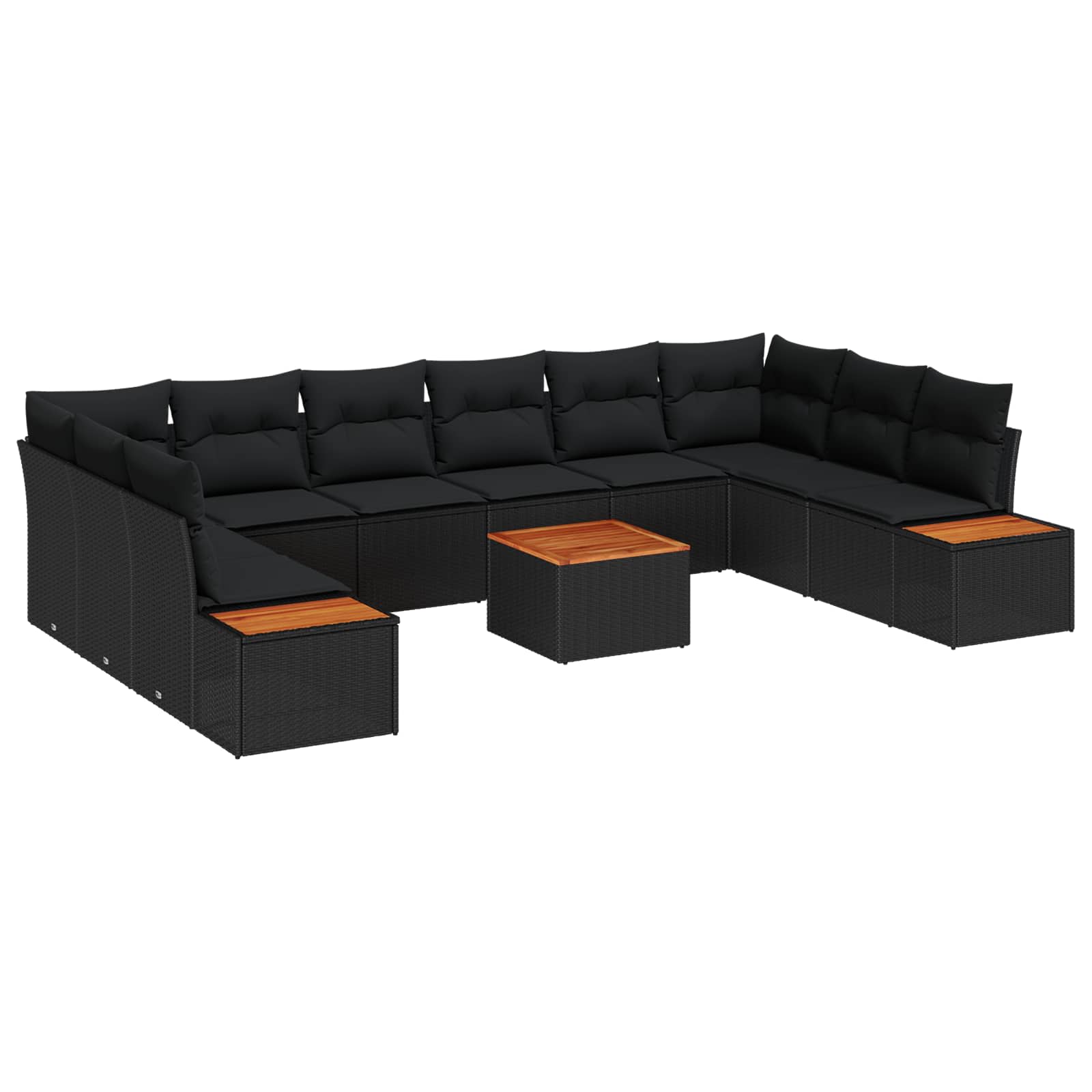 Gartensofa-set mit Kissen 10 pcs Schwarz Poly Rattan