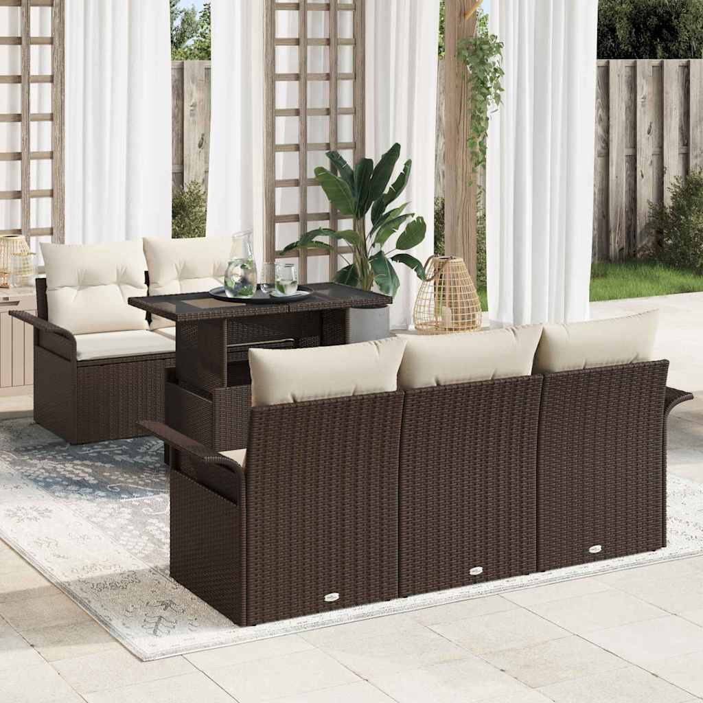 Gartensofa-set mit Kissen 6 pcs Schwarz Poly-Rattan