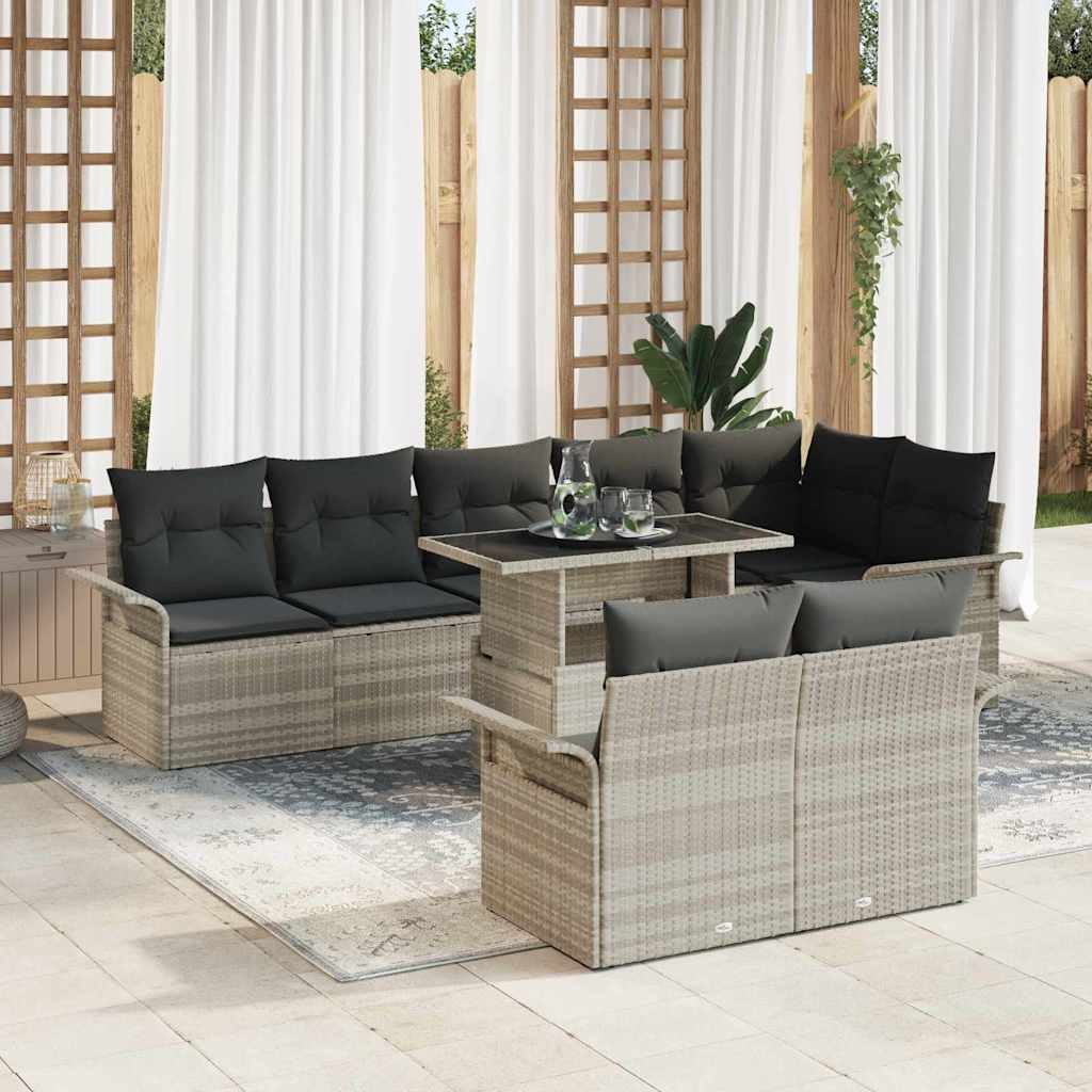 Gartensofa-set mit Kissen 9 pcs Schwarz Poly-Rattan