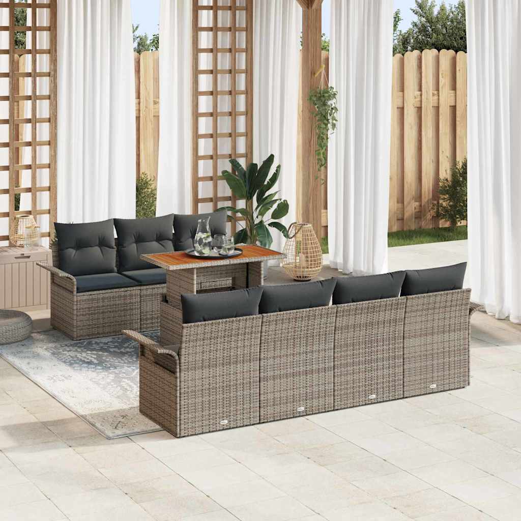 Garten-Sofa-Set mit Kissen 8 pcs Schwarz und Creme