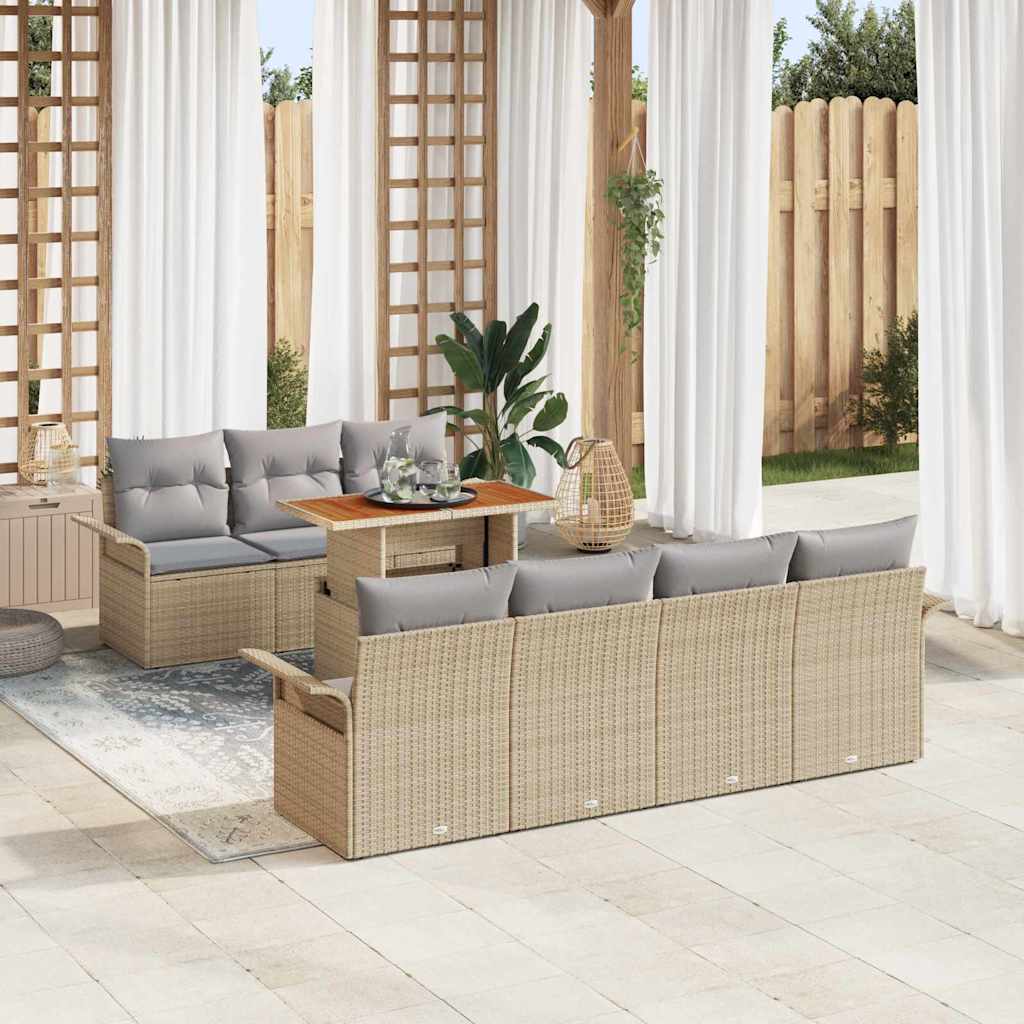 Garten-Sofa-Set mit Kissen 8 pcs Schwarz und Creme