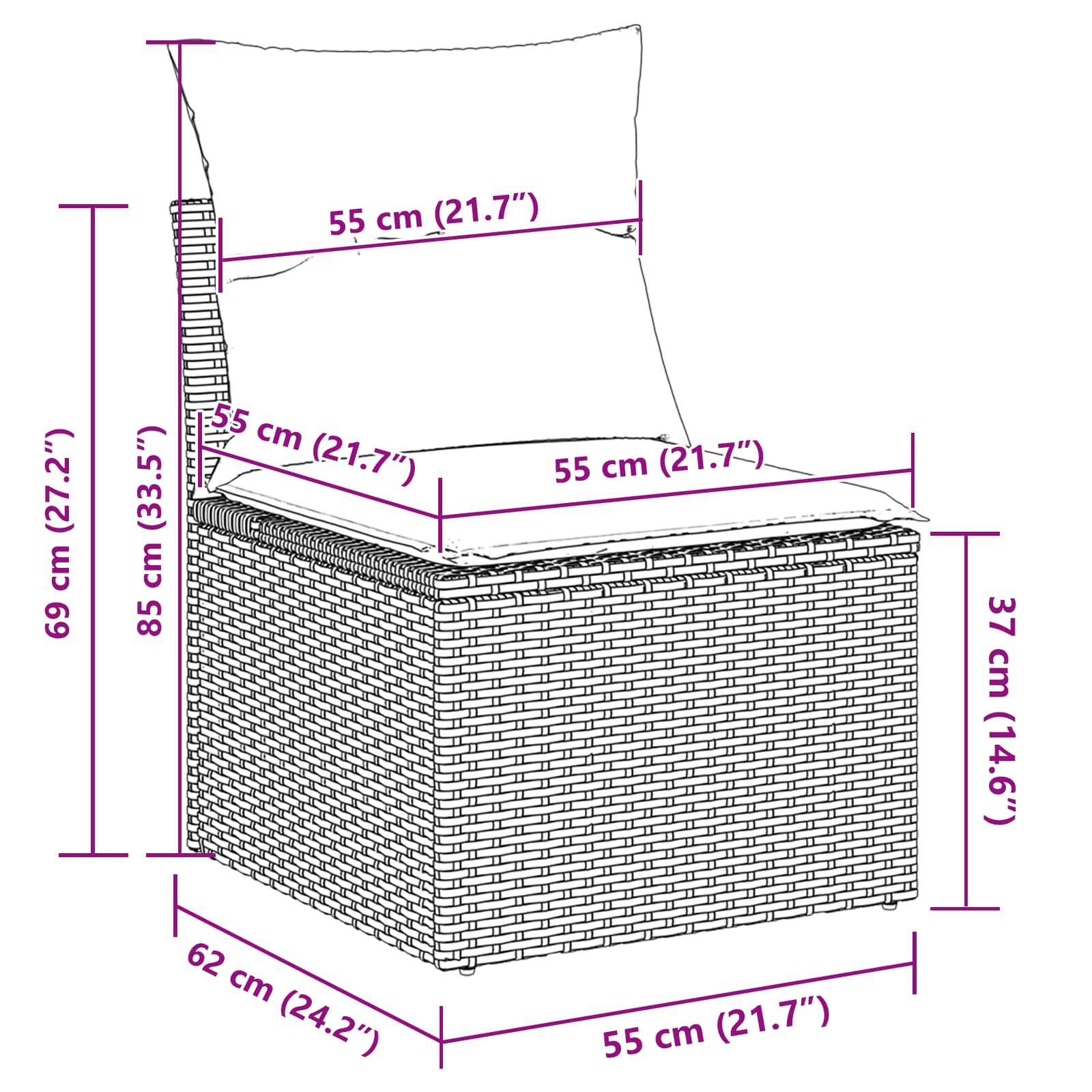 Garten-Sofa-Set mit Kissen 9 pcs Schwarz und Creme