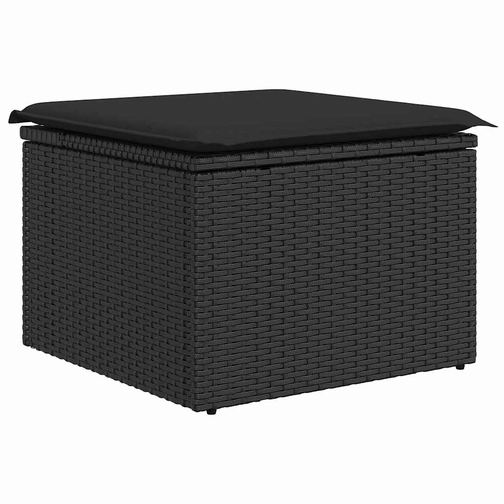 Garten-Sofa-Set mit Kissen 7 pcs Schwarz und Creme