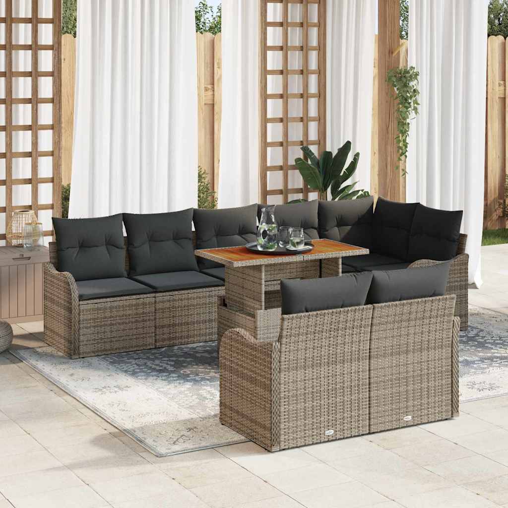 Garten-Sofa-Set mit Kissen 9 pcs Schwarz und Creme