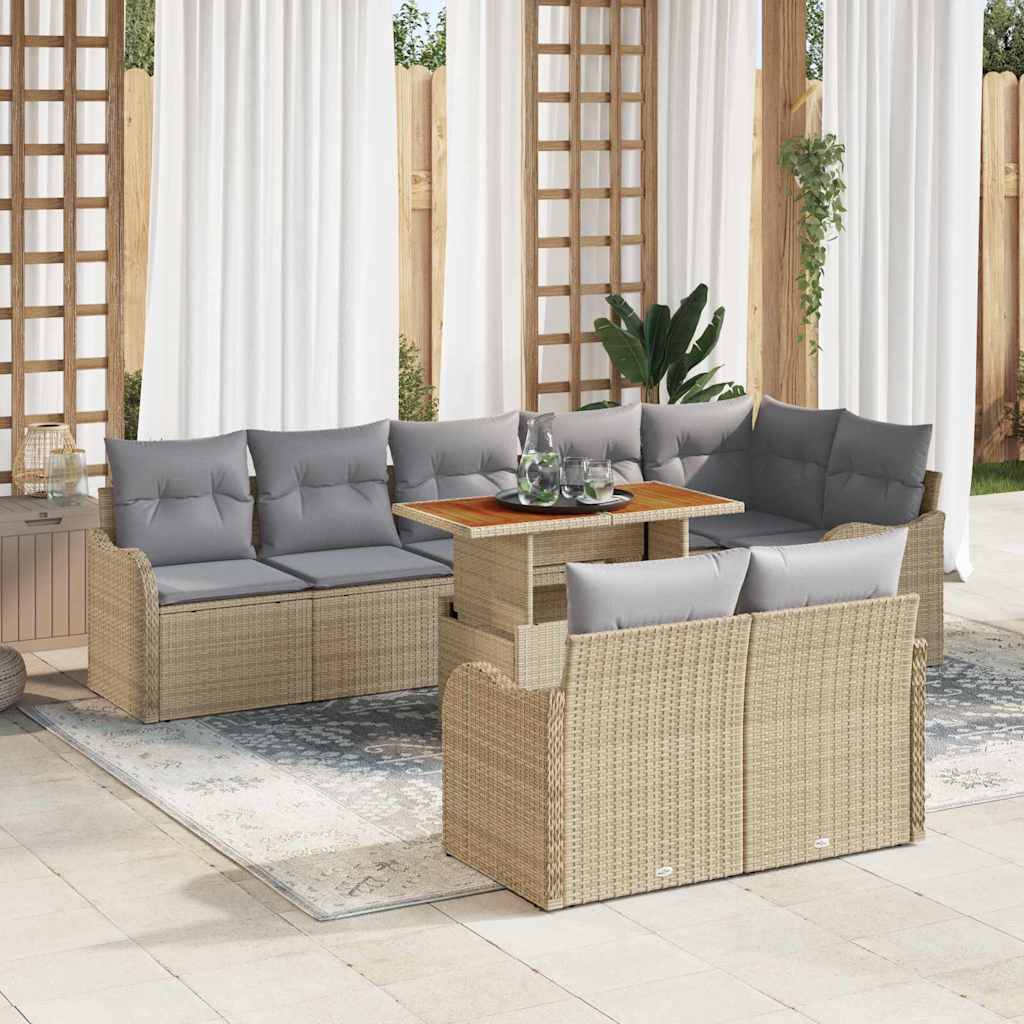 Garten-Sofa-Set mit Kissen 9 pcs Schwarz und Creme