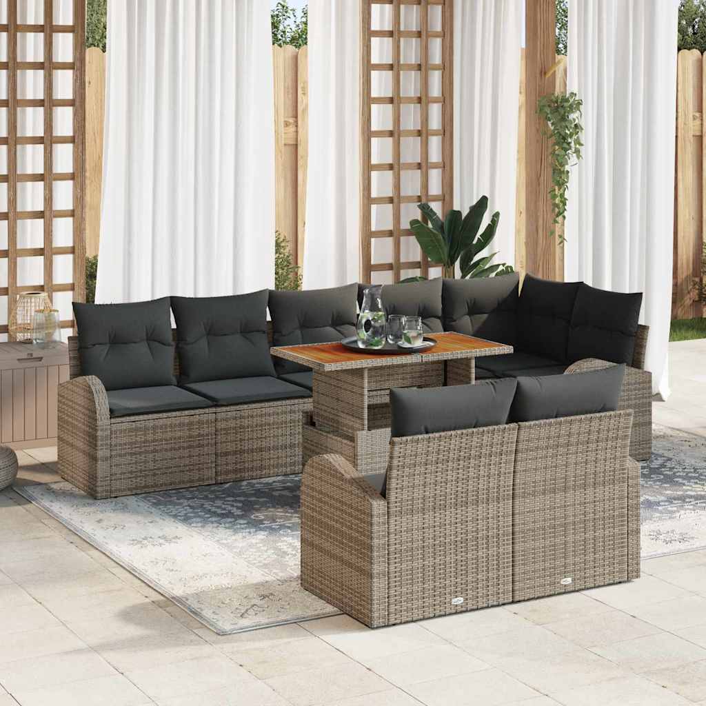 Garten-Sofa-Set mit Kissen 9 pcs Schwarz und Creme