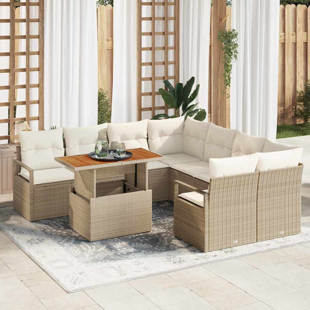 Garten Essgruppe mit Kissen mit Kissen 9 pcs Schwarz und Creme