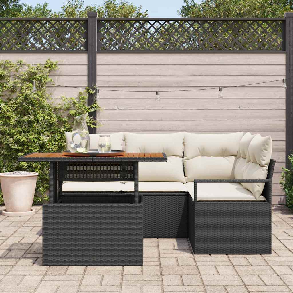 Garten Essgruppe mit Kissen mit Kissen 5 pcs Schwarz und Creme