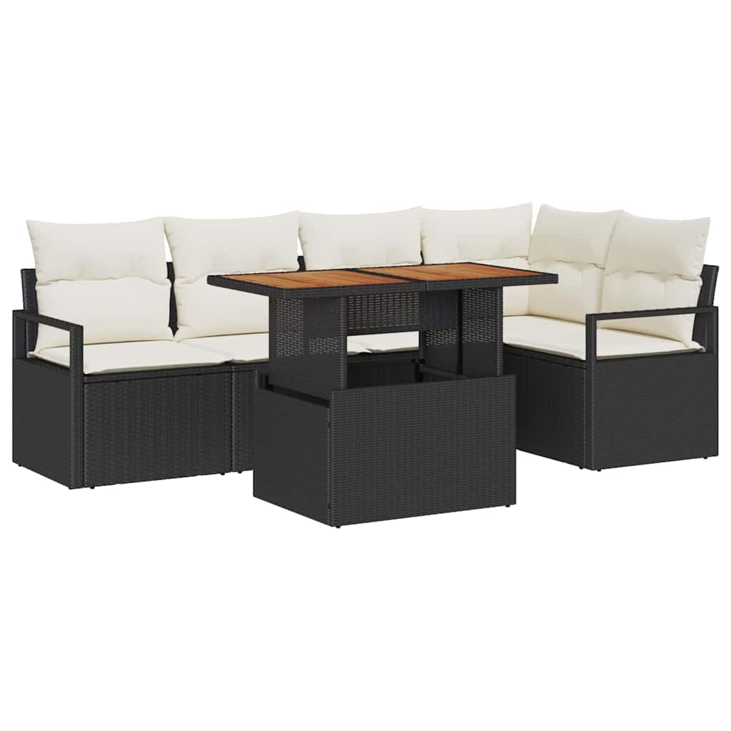 Garten Essgruppe mit Kissen mit Kissen 6 pcs Schwarz und Creme