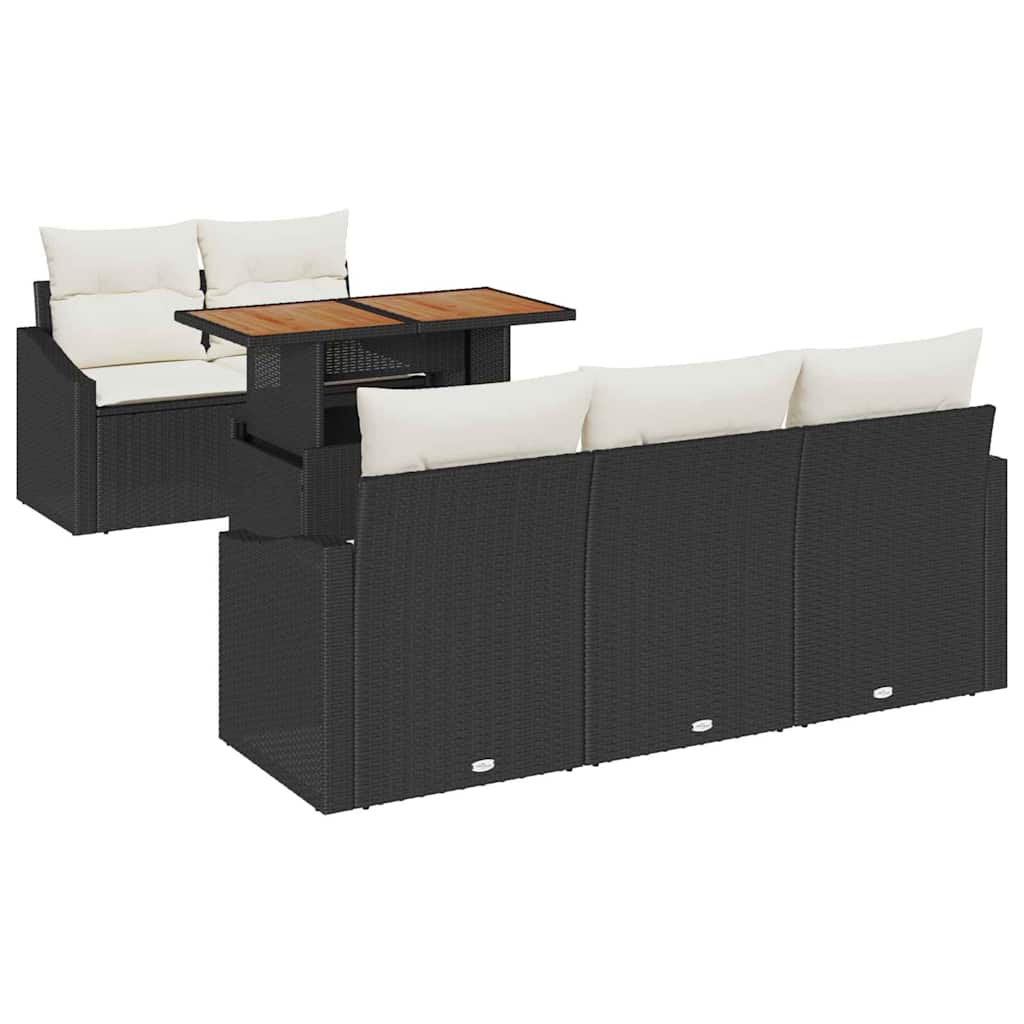 Garten Essgruppe mit Kissen Schwarz und Creme 100 x 55 x 73 cm