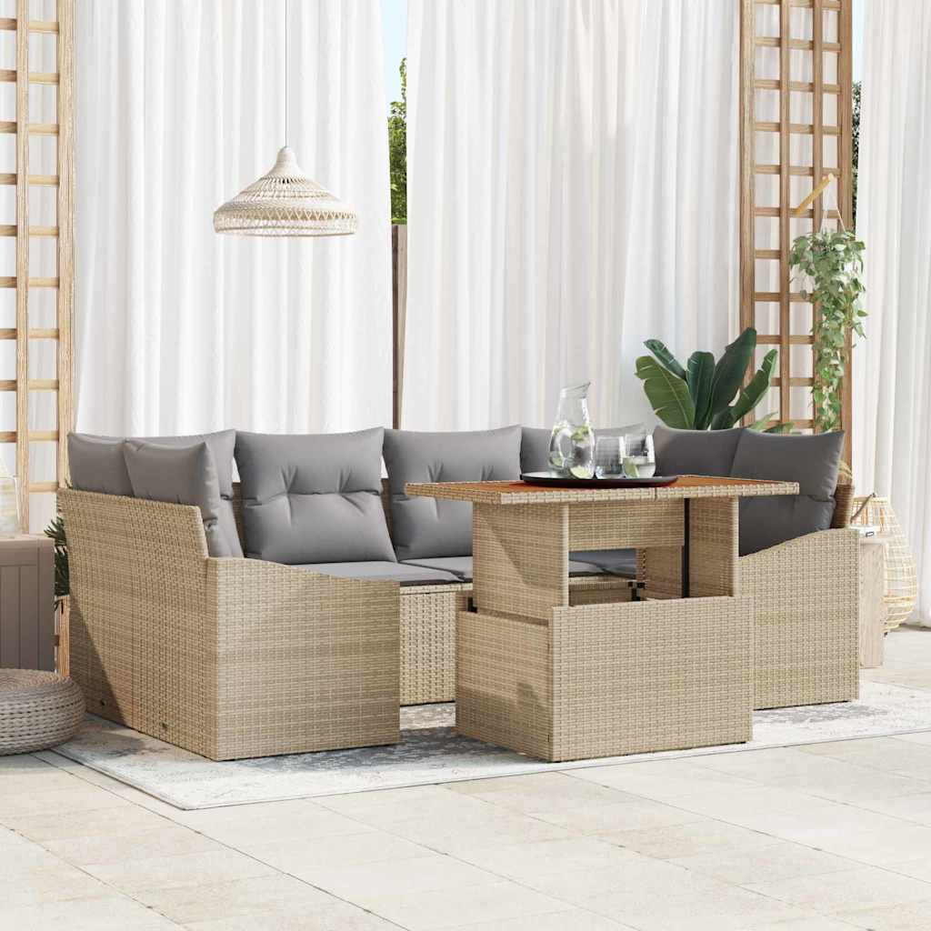 Garten Essgruppe mit Kissen Schwarz und Creme 100 x 55 x 73 cm