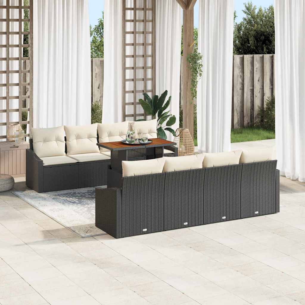 Garten Essgruppe mit Kissen mit Kissen 9 pcs Schwarz und Creme