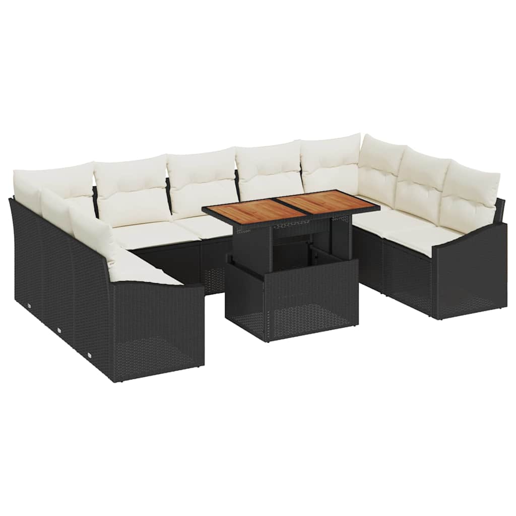 Garten Essgruppe mit Kissen mit Kissen 10 pcs Schwarz und Creme