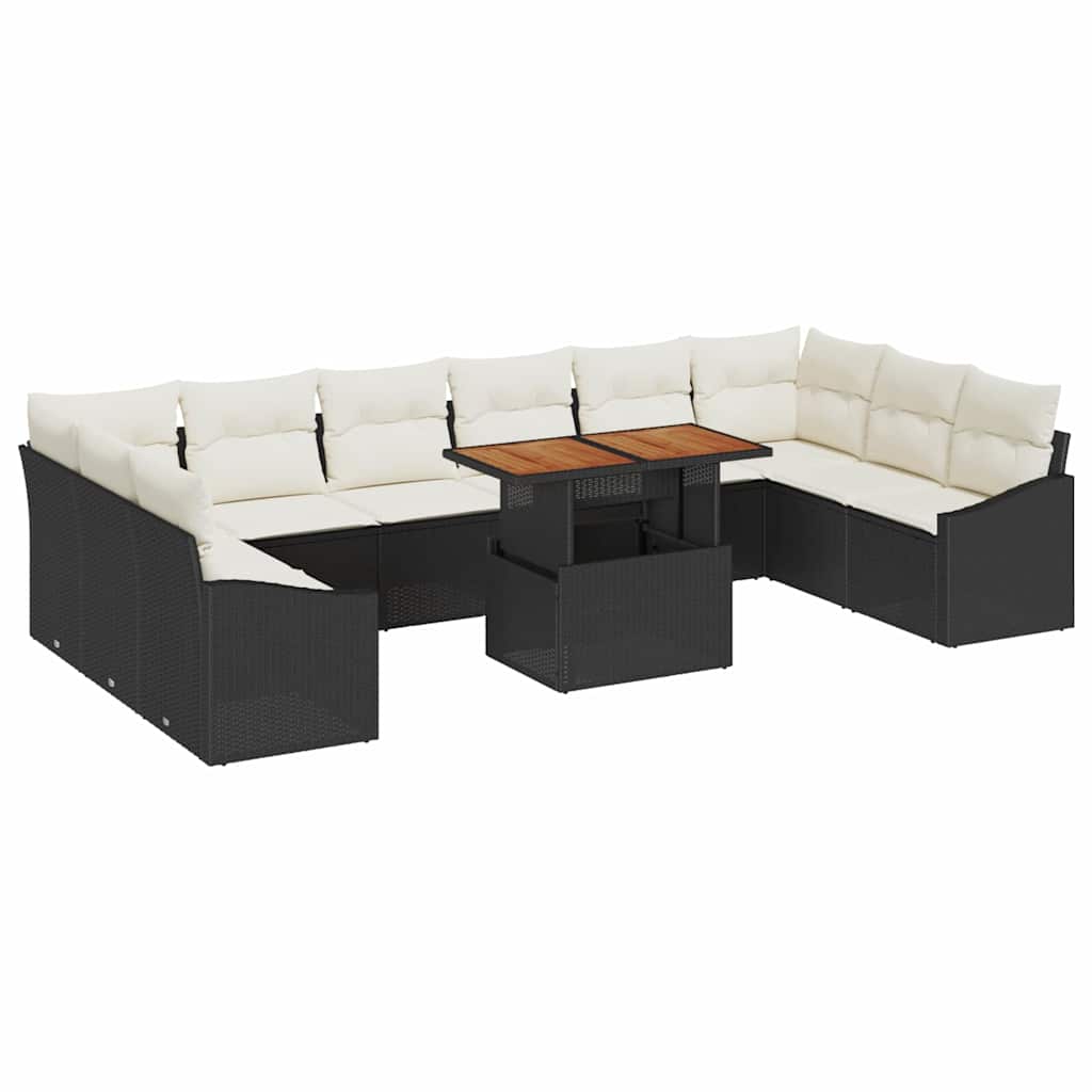 Garten Essgruppe mit Kissen mit Kissen 11 pcs Schwarz und Creme