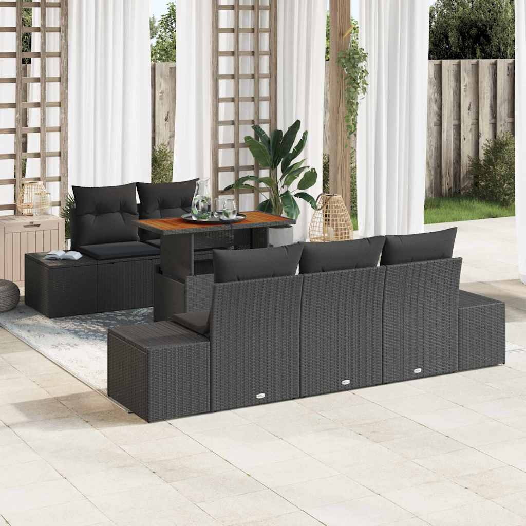 Garten Essgruppe mit Kissen mit Kissen 6 pcs Schwarz und Creme