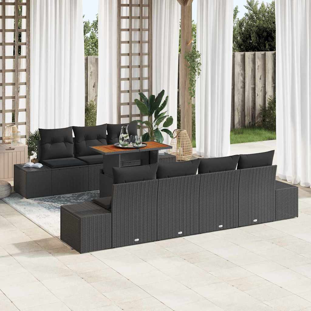 Garten Essgruppe mit Kissen mit Kissen 8 pcs Schwarz und Creme
