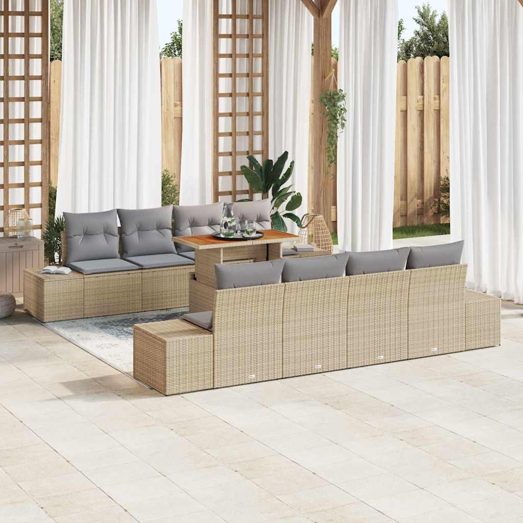 Garten Essgruppe mit Kissen mit Kissen 9 pcs Schwarz und Creme