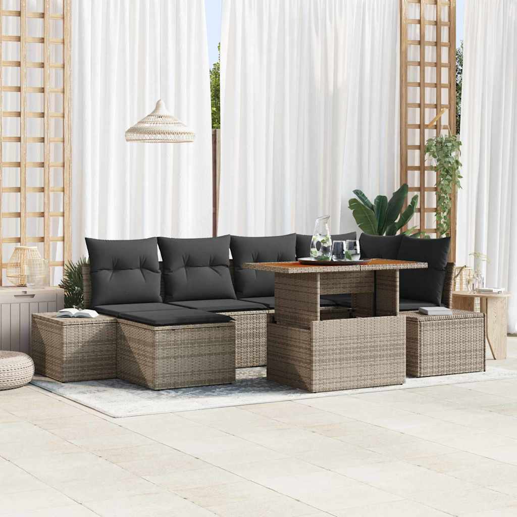 Garten Essgruppe mit Kissen 7 pcs Schwarz und Creme
