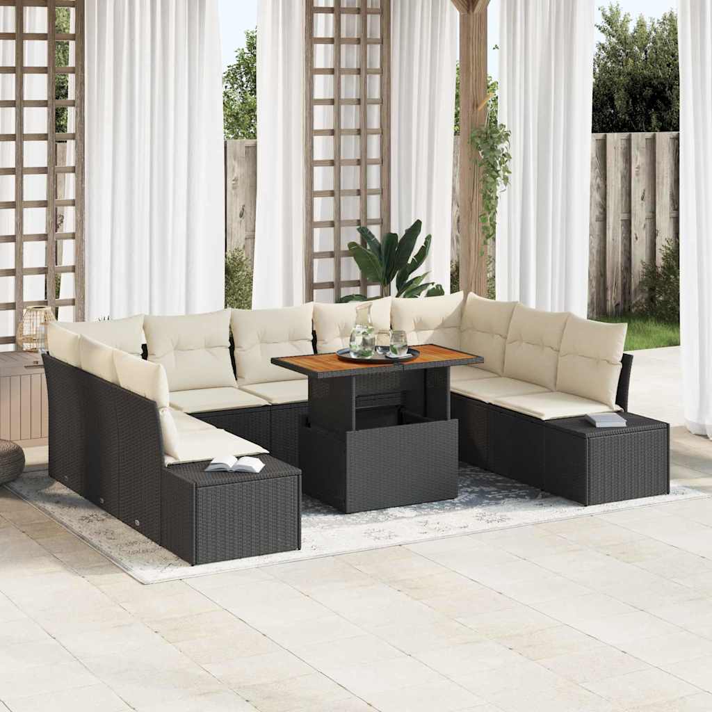 Garten Essgruppe mit Kissen mit Kissen 10 pcs Schwarz und Creme