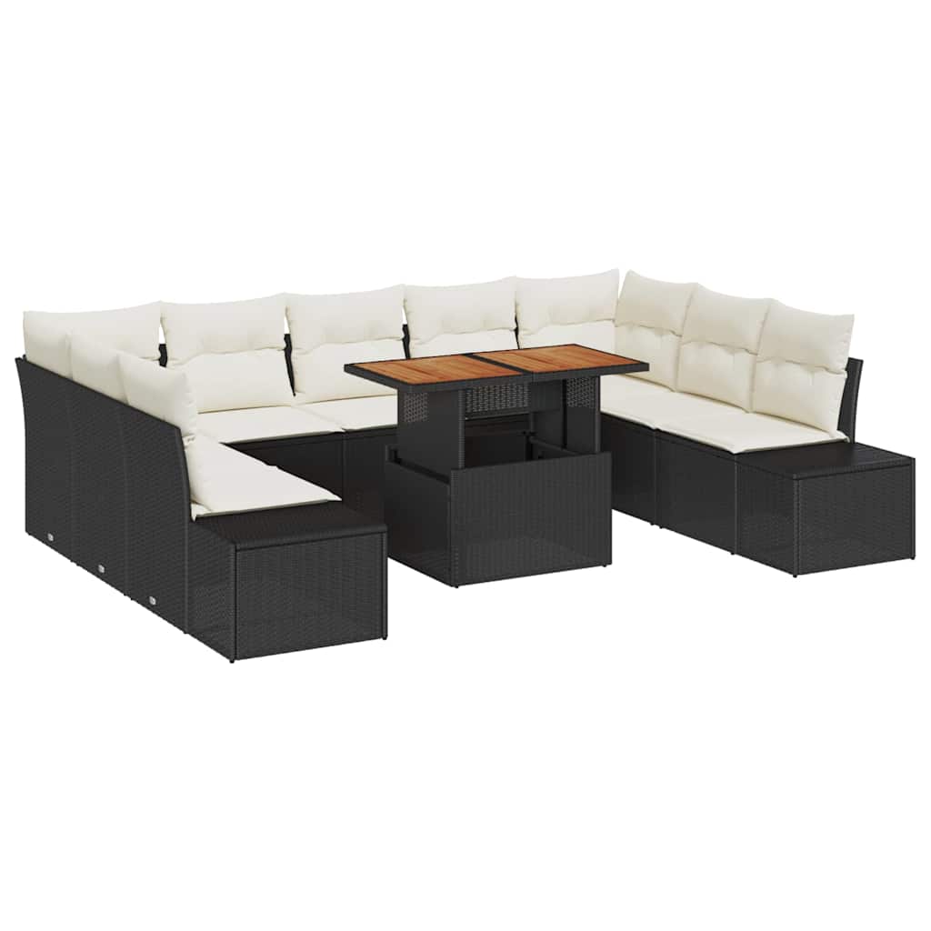 Garten Essgruppe mit Kissen mit Kissen 10 pcs Schwarz und Creme