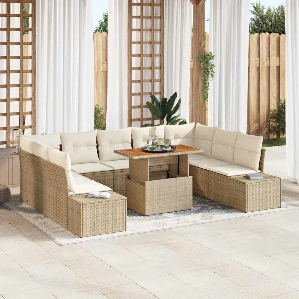Garten Essgruppe mit Kissen mit Kissen 10 pcs Schwarz und Creme