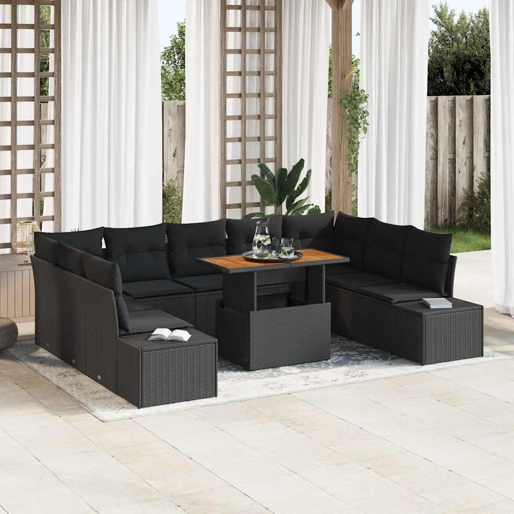 Garten Essgruppe mit Kissen mit Kissen 10 pcs Schwarz und Creme