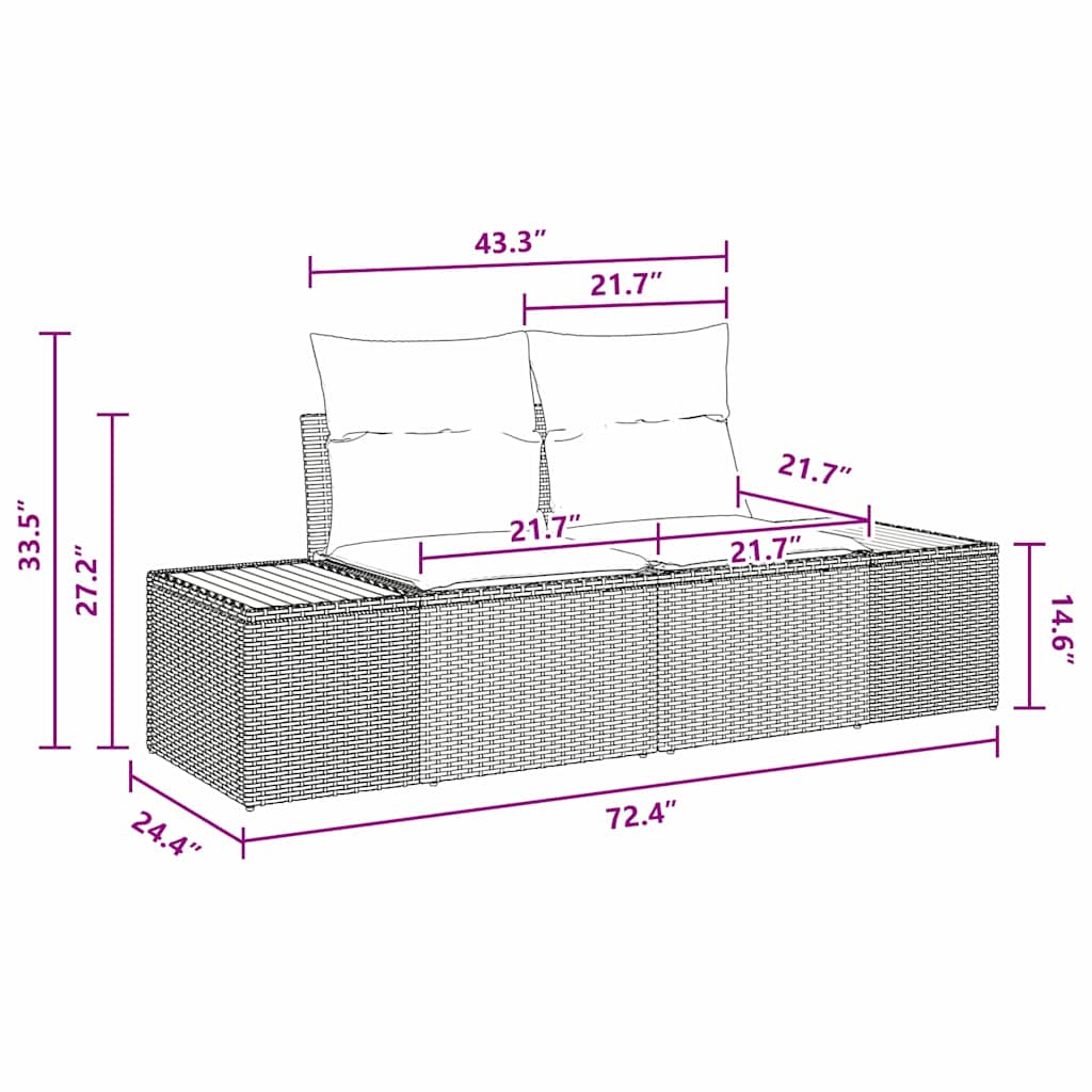 Garten Essgruppe mit Kissen mit Kissen 5 pcs Schwarz und Beige
