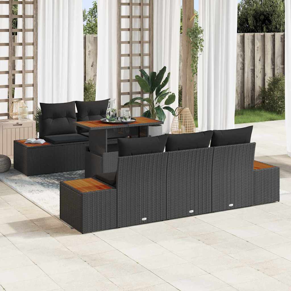 Garten Essgruppe mit Kissen mit Kissen 6 pcs Schwarz und Beige