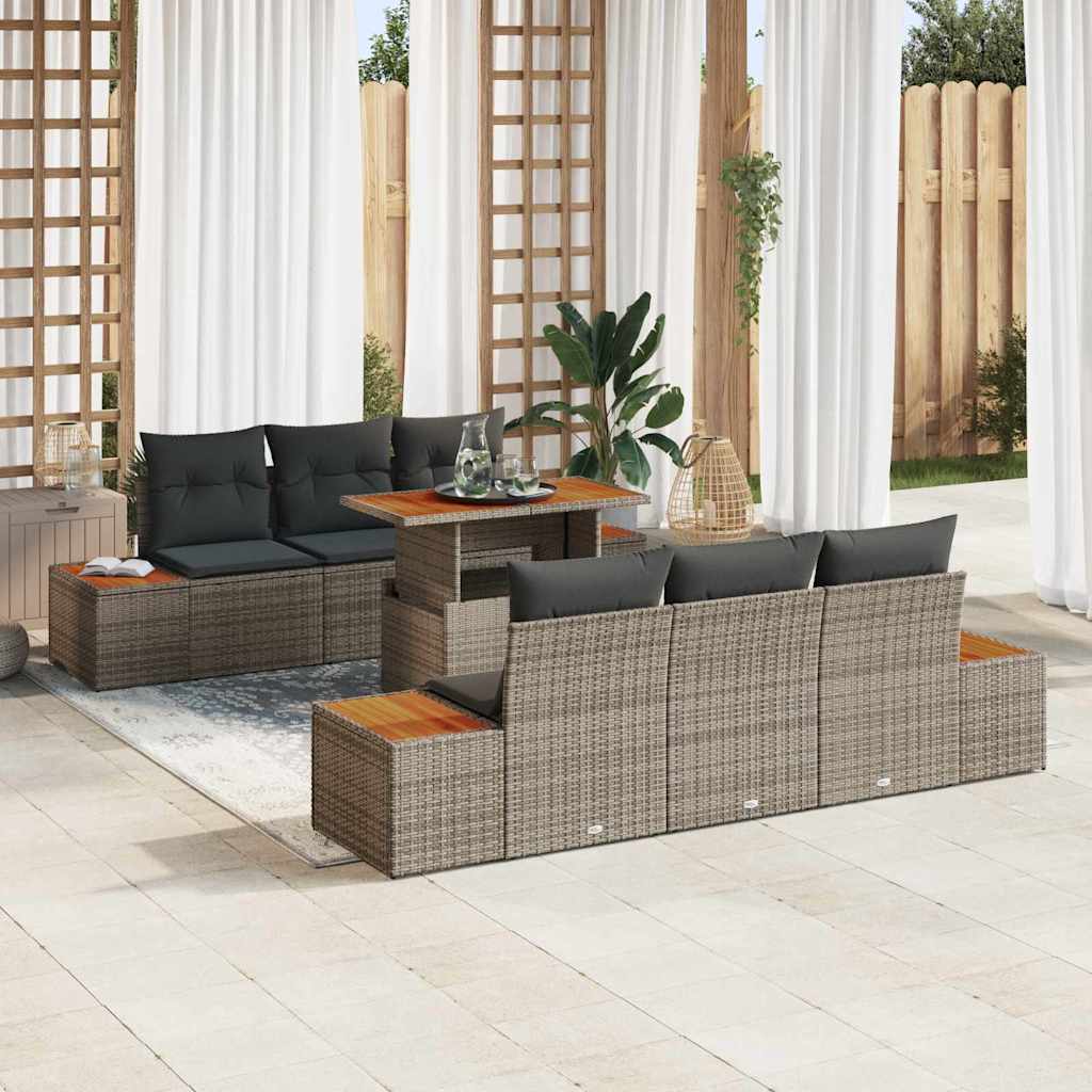 Garten Essgruppe mit Kissen mit Kissen 7 pcs Schwarz und Beige