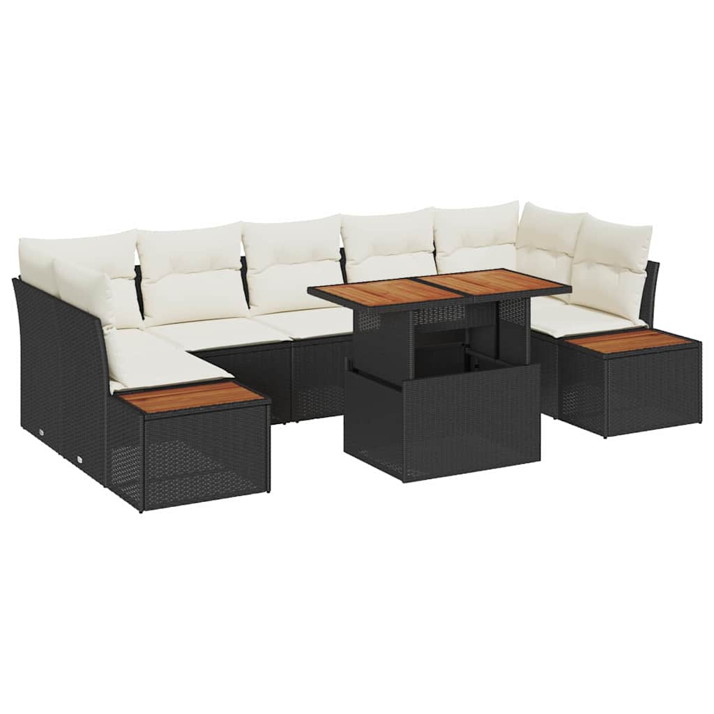 Garten Essgruppe mit Kissen mit Kissen 8 pcs Schwarz und Beige