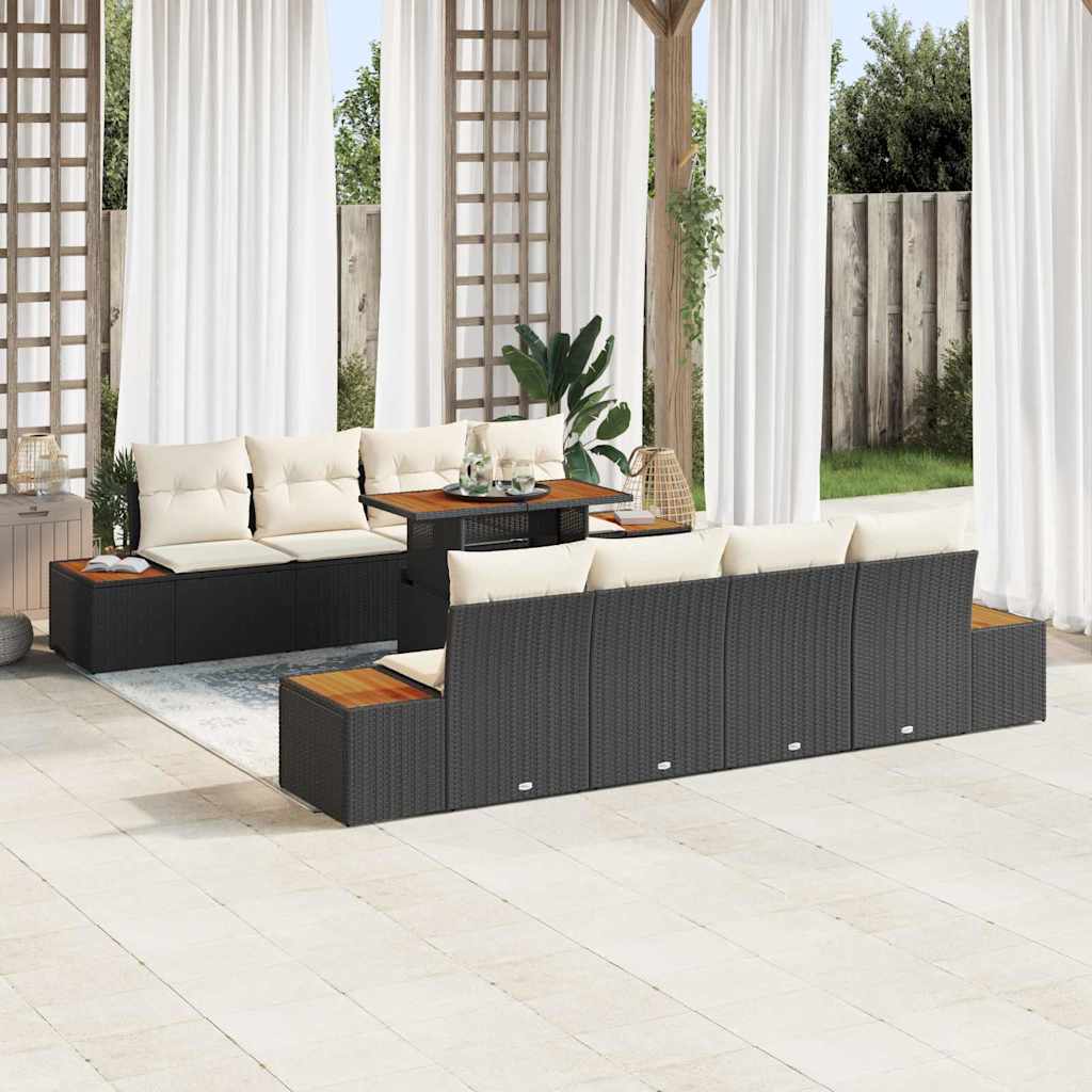 Garten Essgruppe mit Kissen mit Kissen 9 pcs Schwarz und Beige