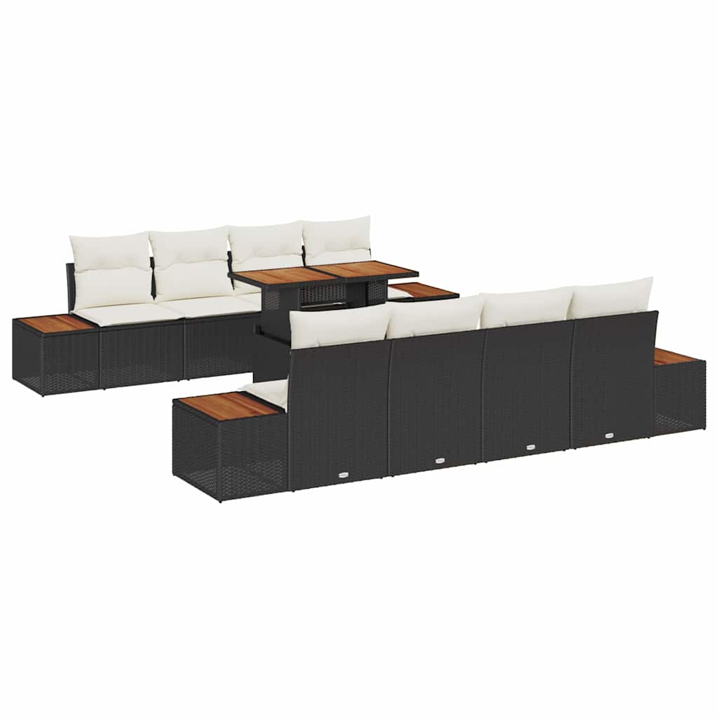 Garten Essgruppe mit Kissen mit Kissen 9 pcs Schwarz und Beige