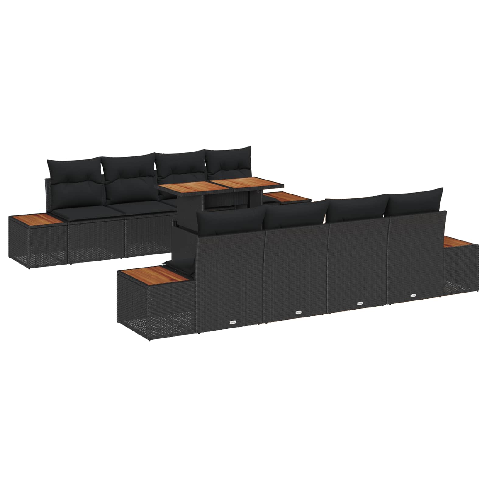 Garten Essgruppe mit Kissen mit Kissen 9 pcs Schwarz und Beige