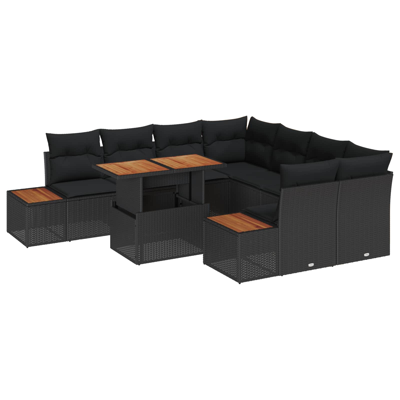 Garten Essgruppe mit Kissen mit Kissen 9 pcs Schwarz und Beige