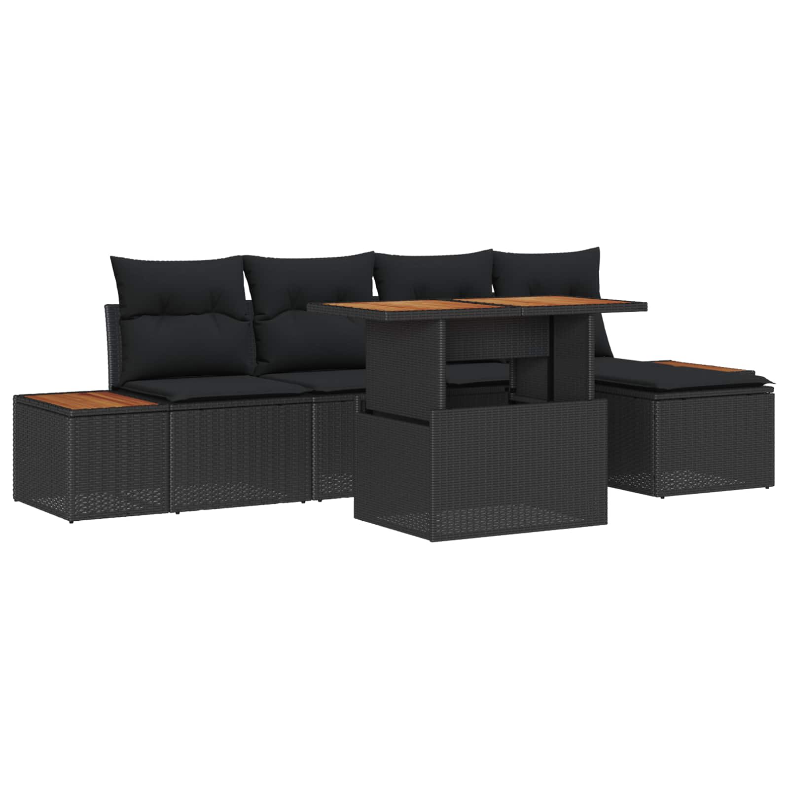 Garten Essgruppe mit Kissen 6 pcs Schwarz und Beige