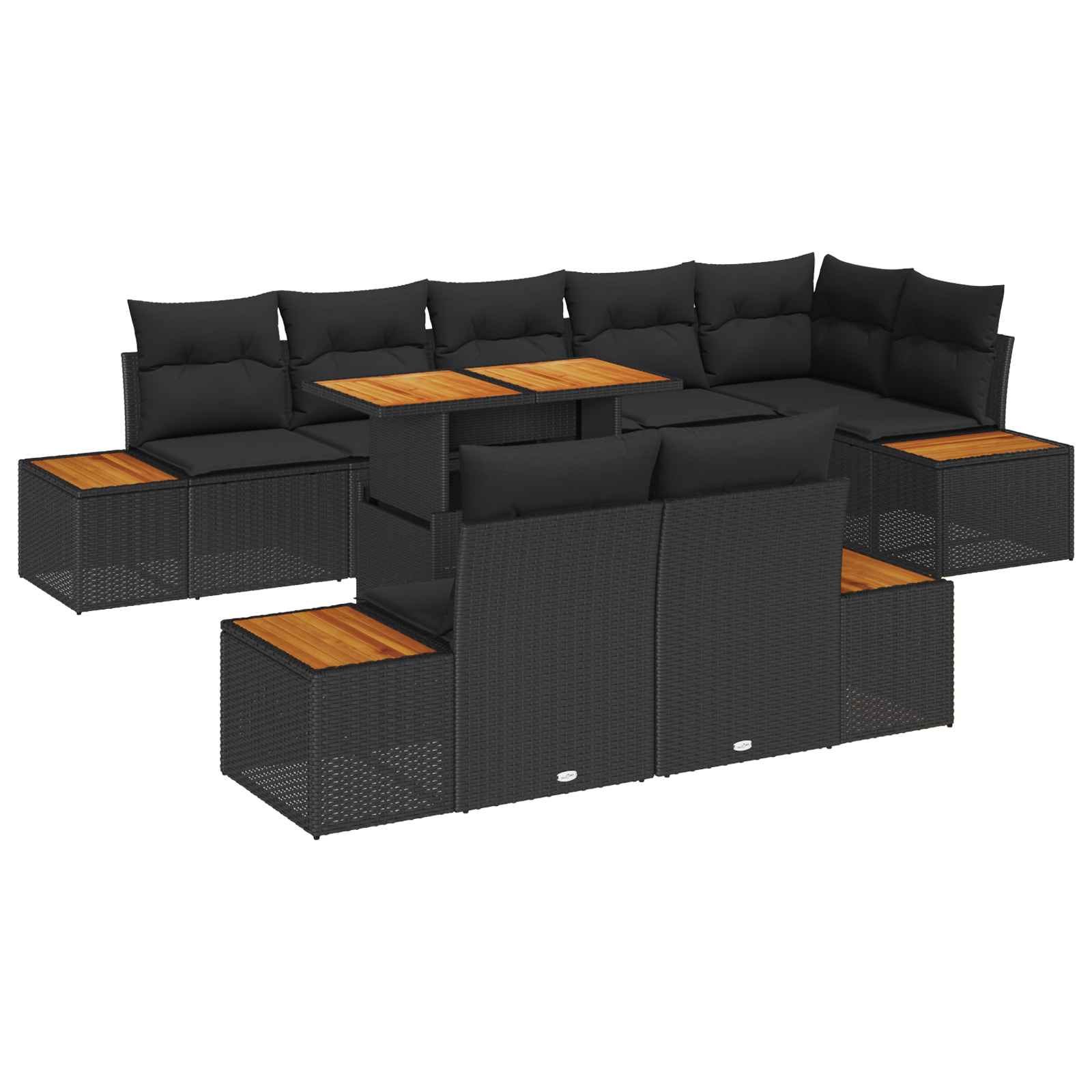 Garten Essgruppe mit Kissen mit Kissen 9 pcs Schwarz und Beige